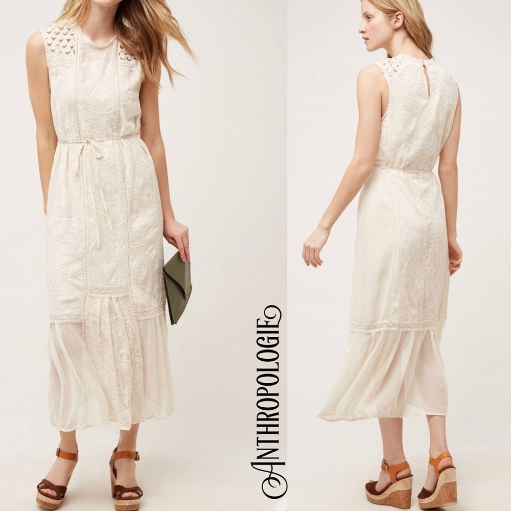 ANTHROPOLOGIE Marguerite ivory lace dress by Tiny